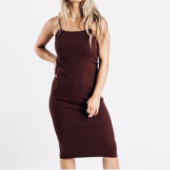 House of Harlow 1960 Dresses & Skirts - NWT House of Harlow 1960 Brown Ribbed Midi Bodycon Tank Top Dress Size Small